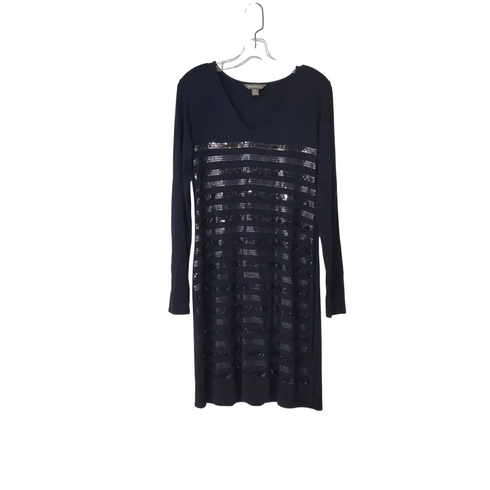 Tommy Bahama Sequined Black Jersey Dress - Picture 1 of 5